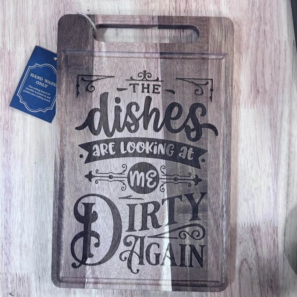 2/$50 Dirty Dishes Engraved Cutting Board – Acacia Wood 12” x 8”
